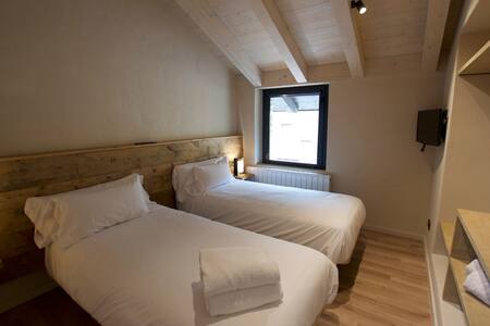 Habitación con dos camas individuales y ventana